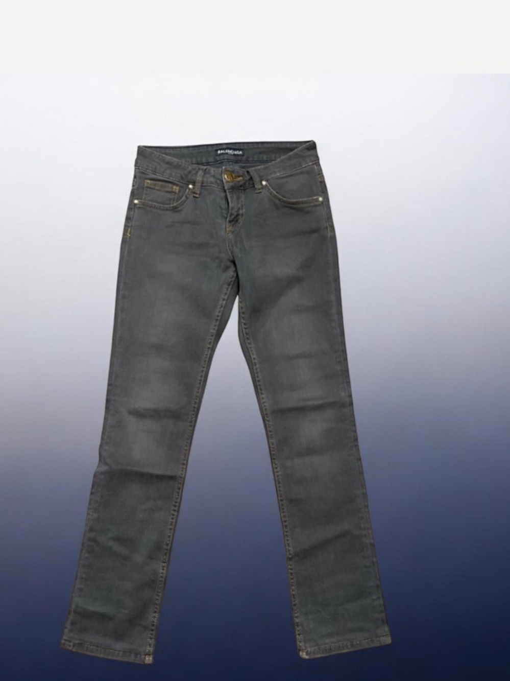 BALENCIAGA Paris Italian Cotton Elastic Stretch Leg Light Brown Jean Size 27